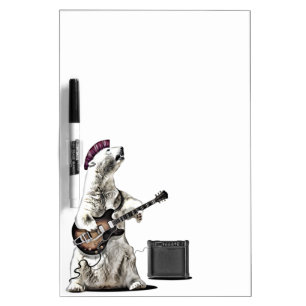 Funny Guitar Punk Rock & Roll Bear Guitarist Music Dry Erase Board