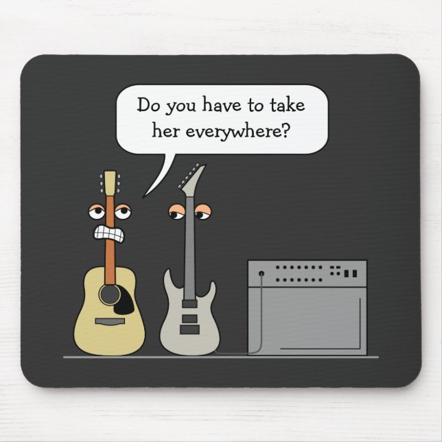 Funny Guitar Third Wheel Cartoon Scene Mouse Pad (Front)