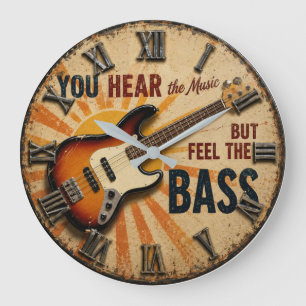 Funny Guitar You Hear the Music But Feel the Bass Large Clock