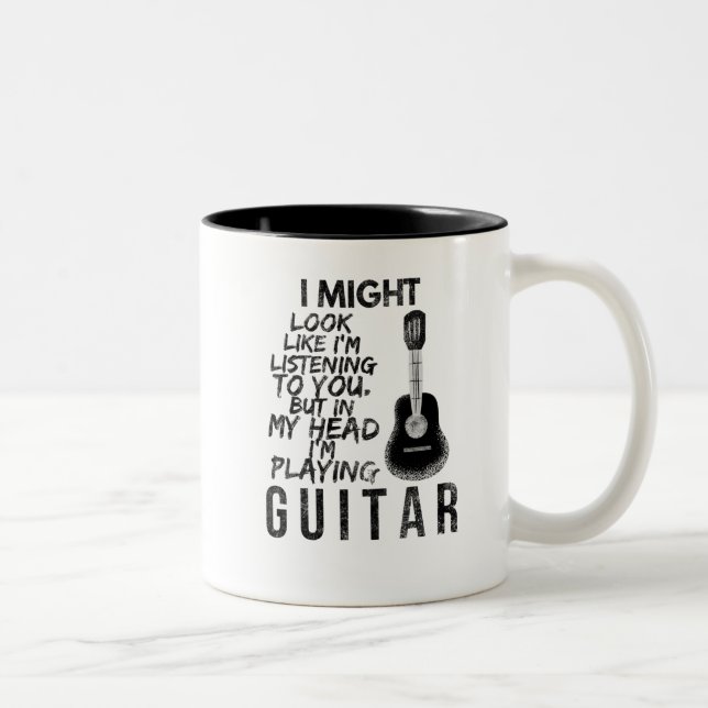 funny guitarist guitar player Two-Tone coffee mug (Right)