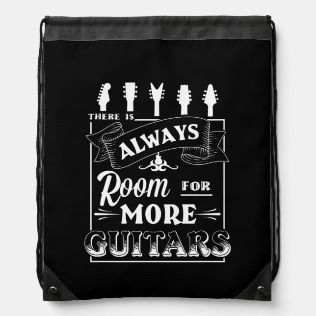 Funny Guitarist Musician More Guitars Music Rocker Drawstring Bag (Front)