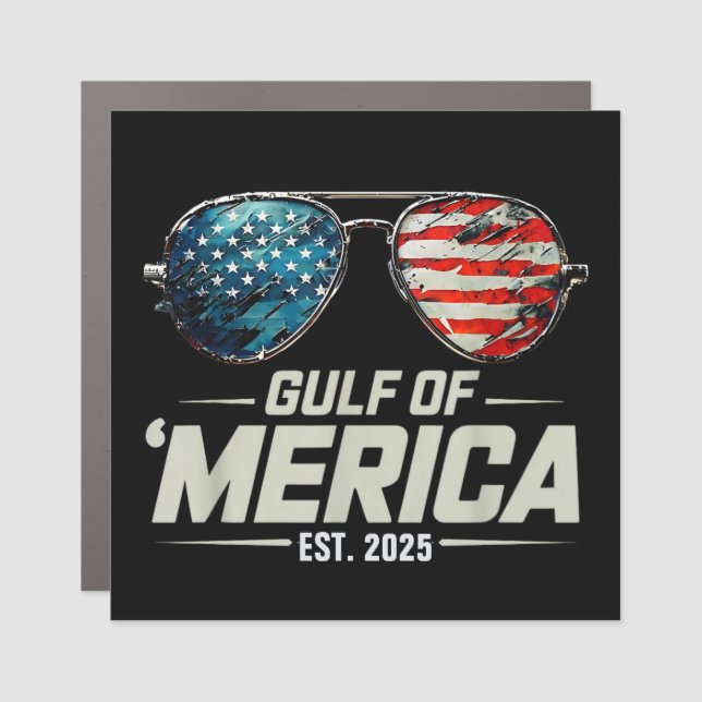 Funny Gulf Of USA America 2025 Retro Sunglasses Car Magnet (Front)