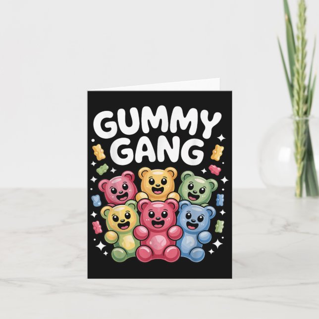 Funny Gummy Bear Design For Men Women Kids Gummy B Card (Front)