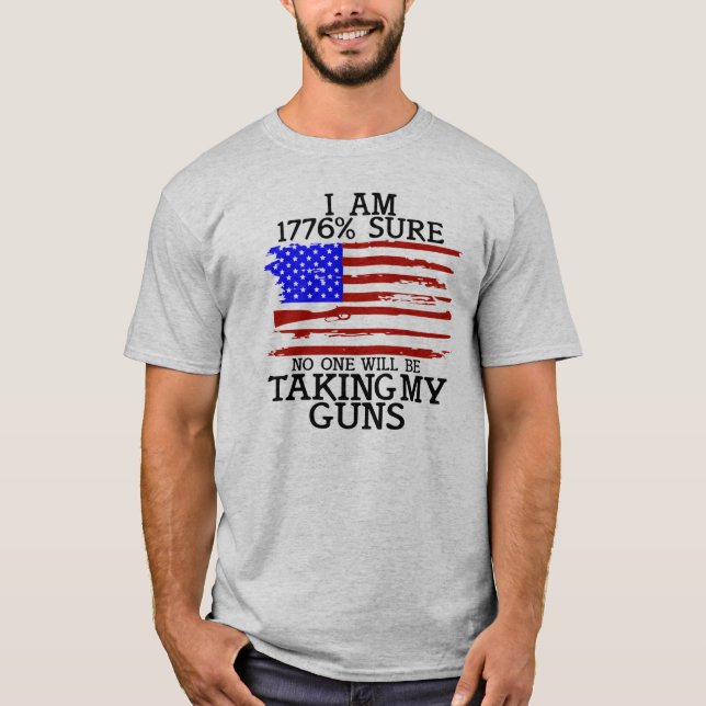 Funny Gun Rights American Flag  T-Shirt (Front)