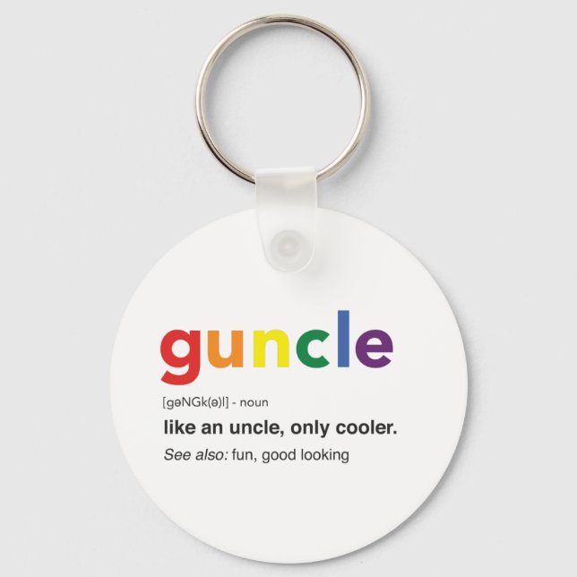 Funny Guncle Definition Print Keychain (Front)
