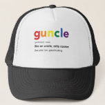 Funny Guncle Definition Print Trucker Hat<br><div class="desc">Funny guncle definition print perfect gift for our awesome fun cool gay uncles! Get one yours now!</div>