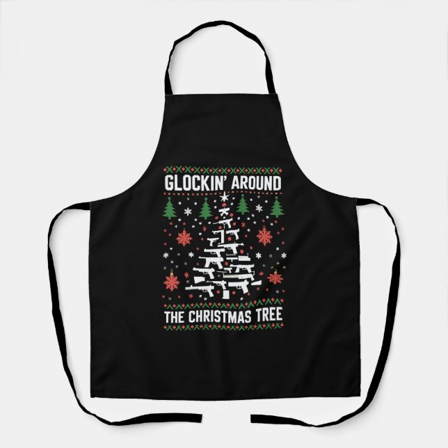 Funny Guns Ugly Christmas Sweaters for Gun Lovers  Apron (Front)