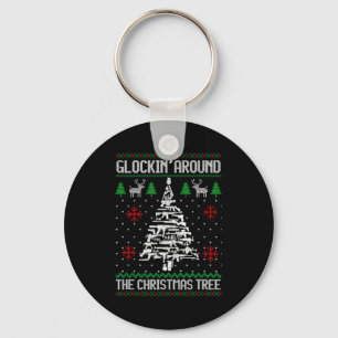 Funny Guns Ugly Christmas Sweaters For Gun Lovers Keychain