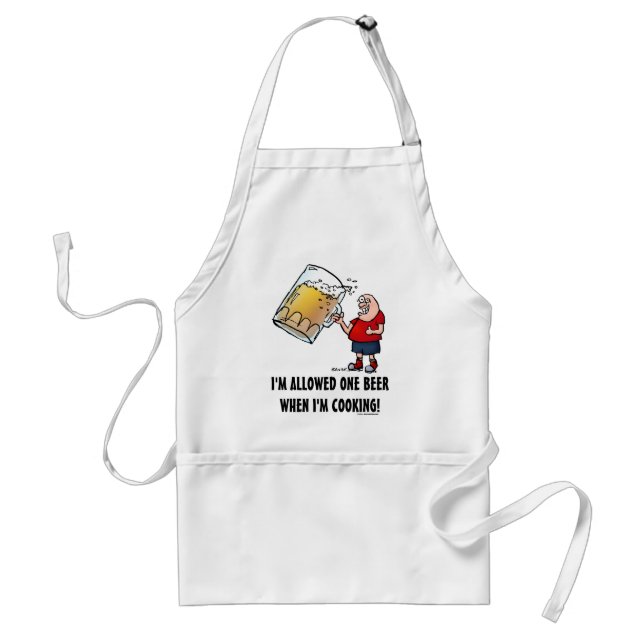 Funny Guy With Just One BIG Beer Adult Apron (Front)
