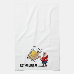 Funny Guy With Just One BIG Beer Kitchen Towel