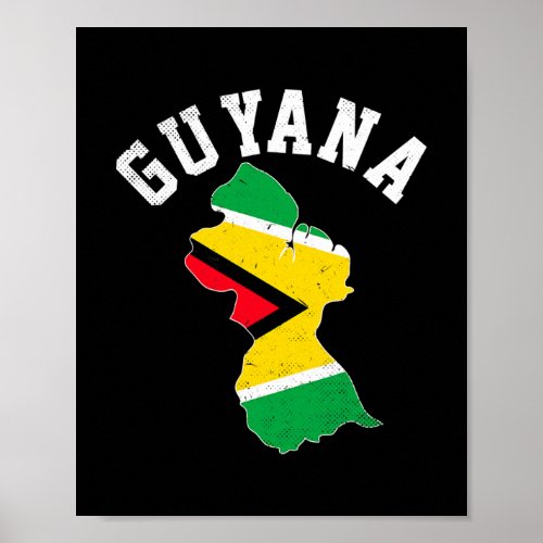 Funny Guyana Flag Map Men Women Kid Patriotic  Poster