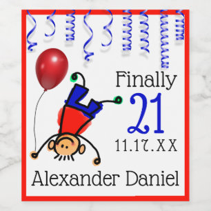Funny Guys 21st Birthday Party Sparkling Wine or Label