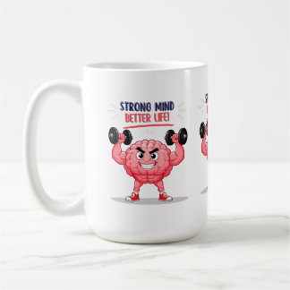 Funny Gym Brain Character Mental Strength Quote De Coffee Mug
