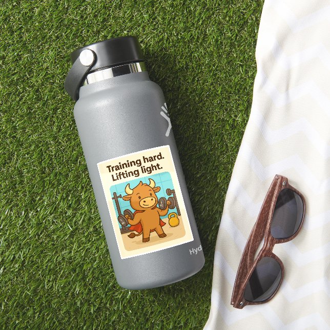 Funny Gym Bull “Training Hard” Bullio Design Sticker (HydroFlask Insitu)