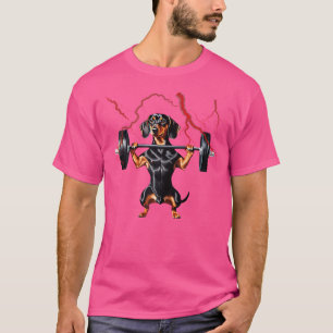 Funny Gym Dachshund Dog Weightlifting Bootleg Dead T-Shirt