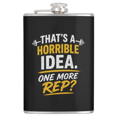 Funny Gym Design "One More Rep" Flask