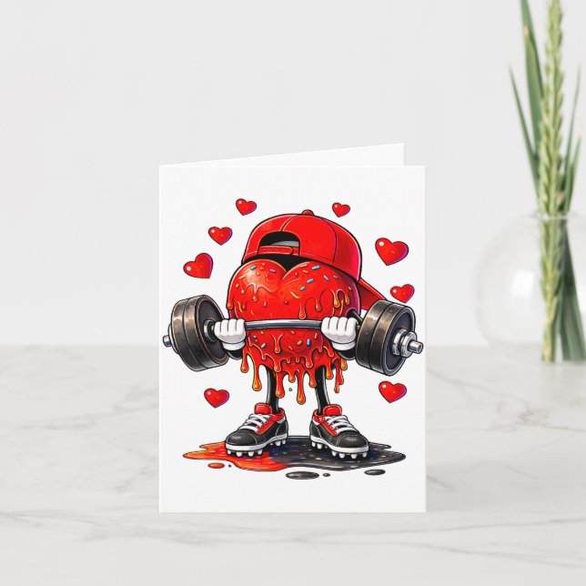 Funny Gym Heart Weightlifting Fitness Workout Drip Card (Front)