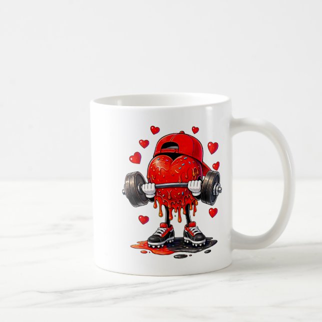 Funny Gym Heart Weightlifting Fitness Workout Drip Coffee Mug (Right)