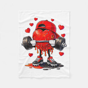 Funny Gym Heart Weightlifting Fitness Workout Drip Fleece Blanket