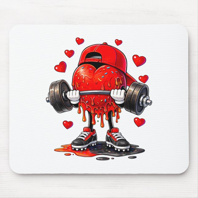Funny Gym Heart Weightlifting Fitness Workout Drip Mouse Pad (Front)