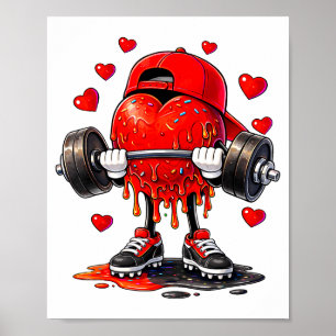Funny Gym Heart Weightlifting Fitness Workout Drip Poster