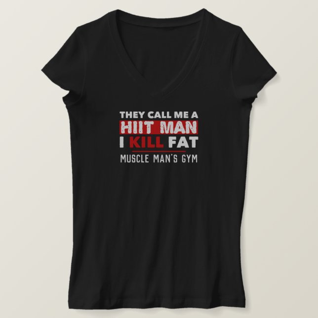 Funny Gym HIIT Workout Personal Trainer Fitness T-Shirt (Design Front)