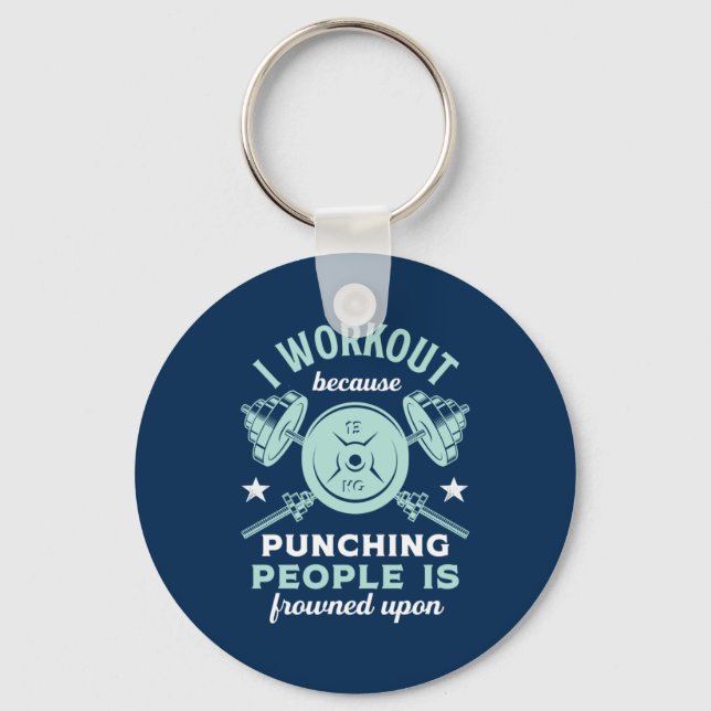 Funny Gym Motivation Fitness Training and Workout Keychain (Front)