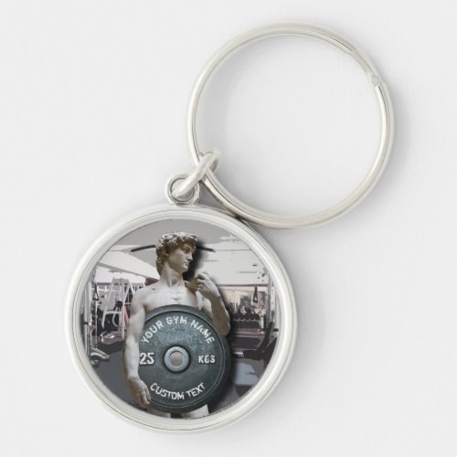 Funny Gym Owner Fitness David Holding Weight Keychain