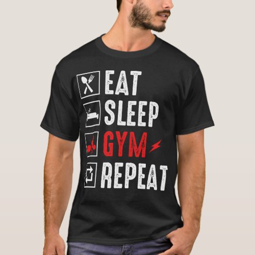 funny gym quote design Eat sleep gym repeat  T_Shirt