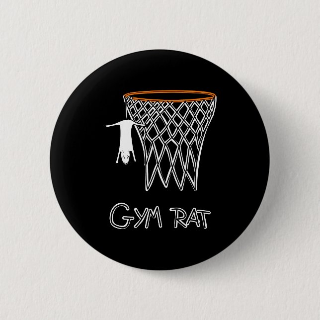 Funny Gym Rat Basketball Hoop  Button (Front)