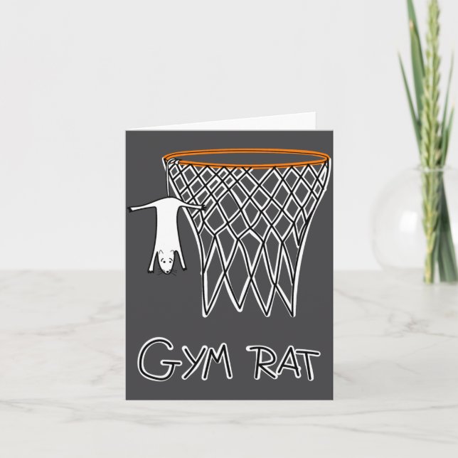 Funny Gym Rat Basketball Hoop  Card (Front)