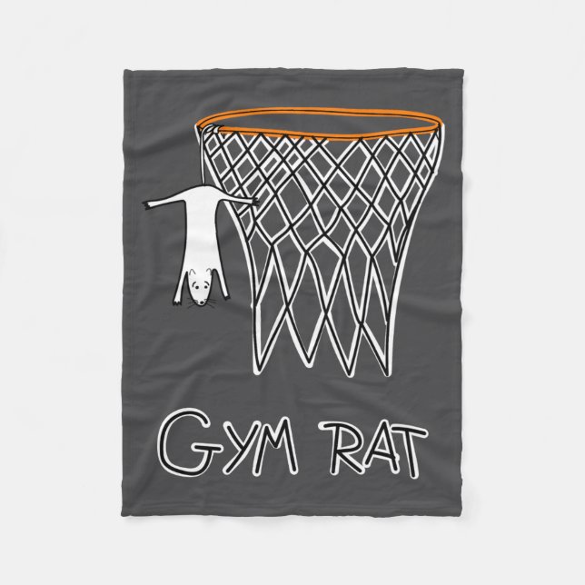 Funny Gym Rat Basketball Hoop  Fleece Blanket (Front)