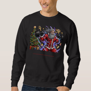 Funny Gym Santa Claus Lifting Weights Christmas Sweatshirt