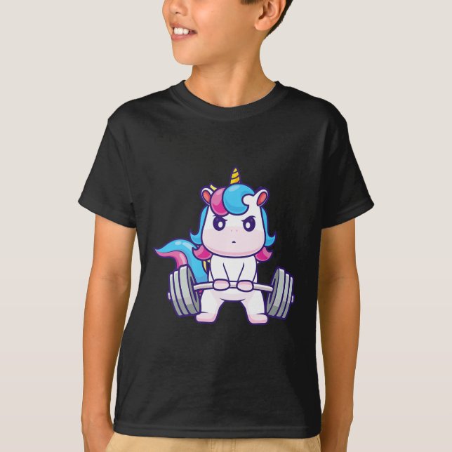 Funny Gym Shirts Deadlifting Unicorn - Workout Gym (Front)