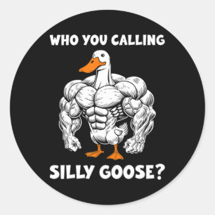 Funny Gym Who You Calling Silly Goose Meme  Classic Round Sticker