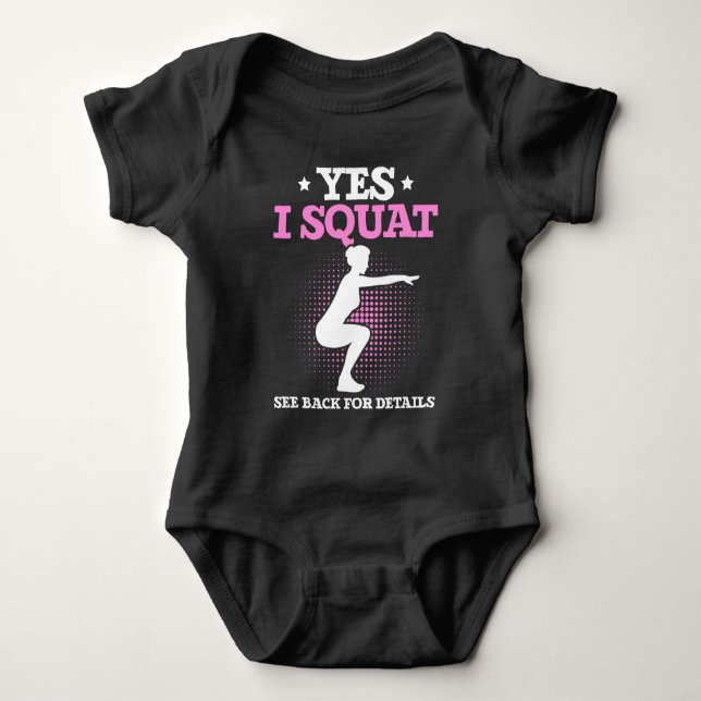 Funny Gym Workout and Fitness Girl Squat Lover Baby Bodysuit (Front)