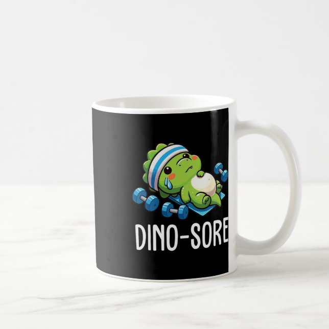 Funny Gym Workout Dinosaur Weight Lifting Gym Dino Coffee Mug (Right)