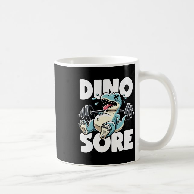 Funny Gym Workout Dinosaur Weight Lifting Gym Dino Coffee Mug (Right)