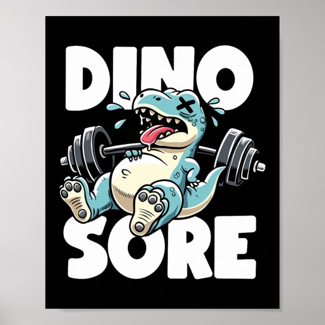 Funny Gym Workout Dinosaur Weight Lifting Gym Dino Poster (Front)