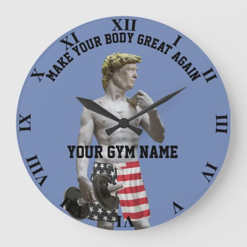 Funny Gym Workout Donald Trump Dumbbell And Pants Large Clock