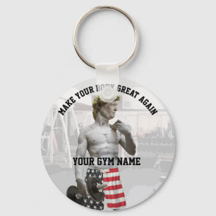 Funny Gym Workout Donald Trump With Dumbbell Keychain