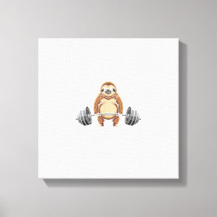 Funny Gym Workout Kinda Fit Sorta Fat Sloth T-Shir Canvas Print