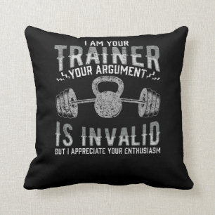 Funny Gym Workout Training Personal Trainers Throw Pillow