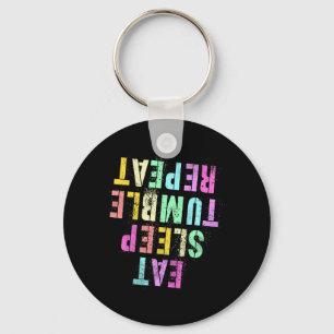 Funny Gymnast Eat Sleep Tumble Repeat Toddler Flip Keychain