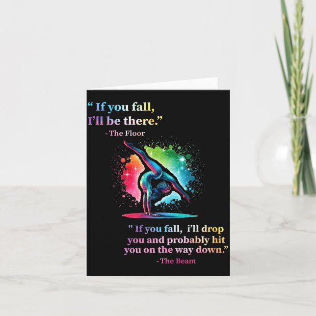 Funny Gymnastics Floor Saying Gymnast Girl Rainbow Card (Front)