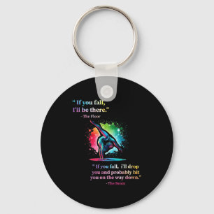 Funny Gymnastics Floor Saying Gymnast Girl Rainbow Keychain