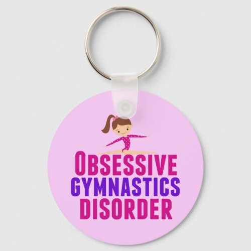 Funny Gymnastics Girl Pink Keychain