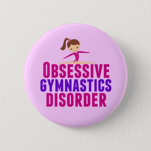 Funny Gymnastics Girl Pink Pinback Button