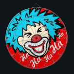 Funny ha ha graphic clown dart board<br><div class="desc">A unique clown dart board in red and red. Designed to motivate you to throw better darts! Ha ha ha. Produced by Sarah Trett. Would look great in a kids bedroom,  bar,  games room or circus tent.</div>