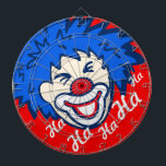 Funny ha ha graphic clown dart board<br><div class="desc">A unique clown dart board in red and red. Designed to motivate you to throw better darts! Ha ha ha. Produced by Sarah Trett. Would look great in a kids bedroom,  bar,  games room or circus tent.</div>
